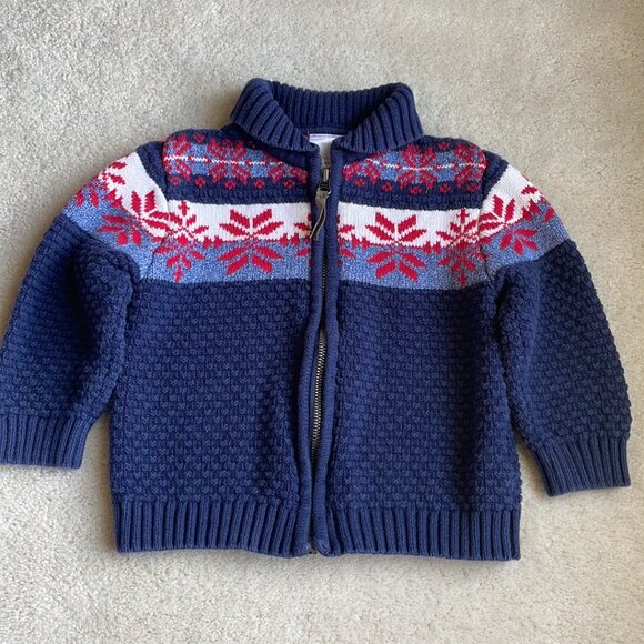 Hanna Andersson North Star Snowflake Fair Isle Zip Cardigan Sweater 18-24 months - Picture 2 of 11